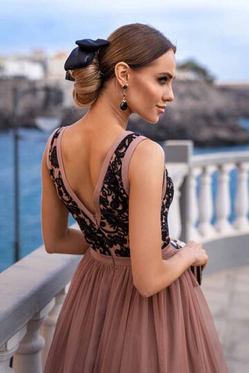 Sukienki wieczorowe EMO CHARLOTTE wyszywana wieczorowa sukienka kloszowana sukienka