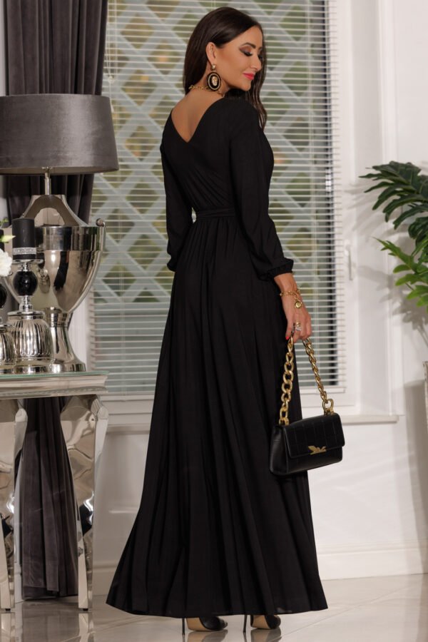 Sukienki wieczorowe Salma czarna sukienka z rękawem kloszowana sukienka