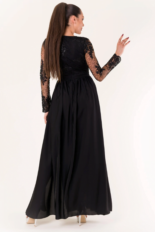 Sukienki wieczorowe Emo Luna czarna elegancka sukienka wieczorowa Długa sukienka