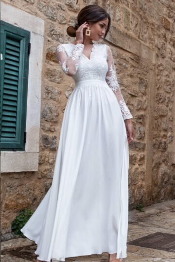 Plus Size Emo Luna biała cudna sukienka do ślubu Długa sukienka