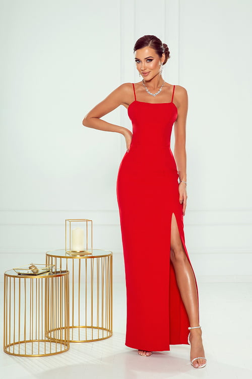 Sukienki wieczorowe Cindy czerwona ołówkowa sukienka Długa sukienka